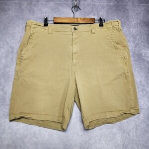 Orvis Mens Khaki Chino Shorts Size 42 Elastic Side Waist Cotton Stretch Tan